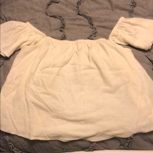 Off the Shoulder Cropped Blouse White Roxy Top